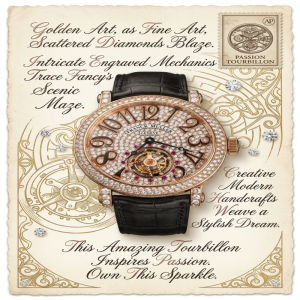 Franck Muller Vanguard / Cintrée Curvex Full Diamond Tourbillon 18K Yellow Gold