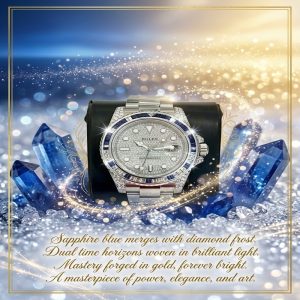 Rolex GMT-Master II 18K White Gold Sapphire & Diamond Bezel Diamond Pavé Dial 116759SABR